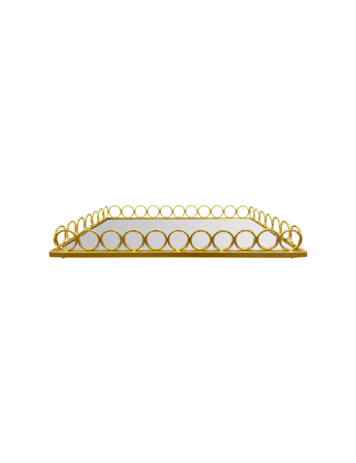 Small Rectangle Gold Circle Display Mirror Base