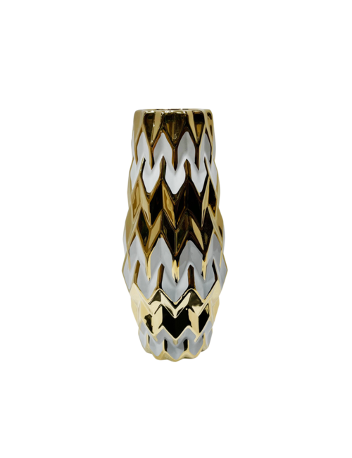White Gold Chevron Vase