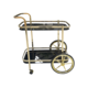 LIGHT GOLD AND BLACK GLASS BAR CART