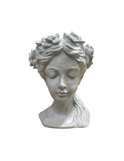 LADY WITH HALF HEAD ROSE PLANTER - GREY