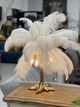 35CMH WHITE OSTRICH FEATHER TREE STEM TABLE LAMP