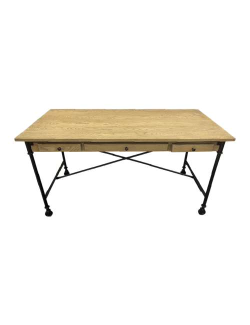 Oak And Metal Desk