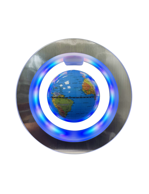 4 Inch Floating Earth In Silver Ring