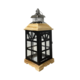 SMALL BLACK WOOD SILVER TOP LANTERN
