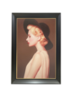 LADY CURLED HAIR AND BLACK HAT BLACK/GOLD FRAMED ART