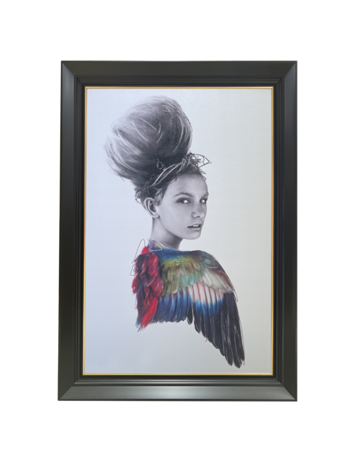 Lady With Winged Armblack/Gold Framed Art
