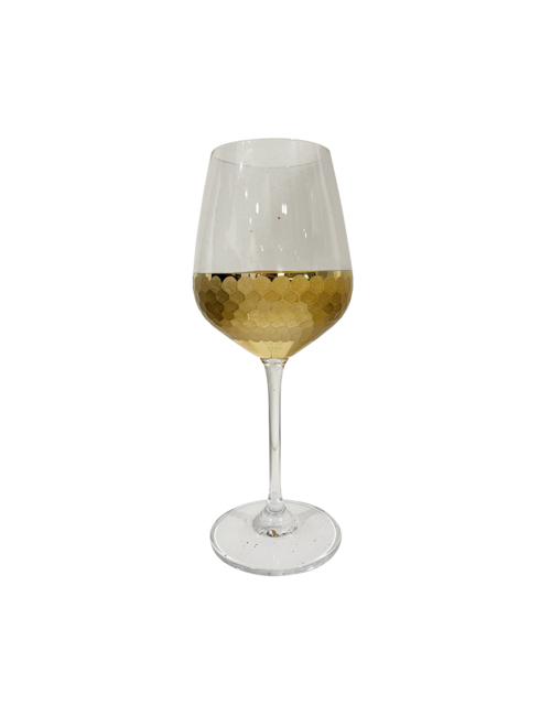 SET 6 22CMH GOLD FACET WINE GLASSES