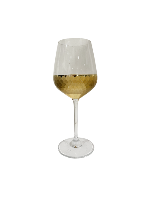 SET 6 22CMH GOLD FACET WINE GLASSES