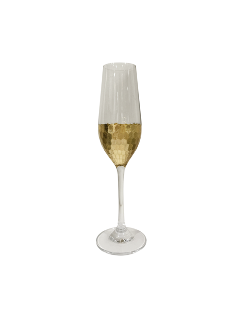 Set 6 24Cmh Gold Facet Wine Glasses