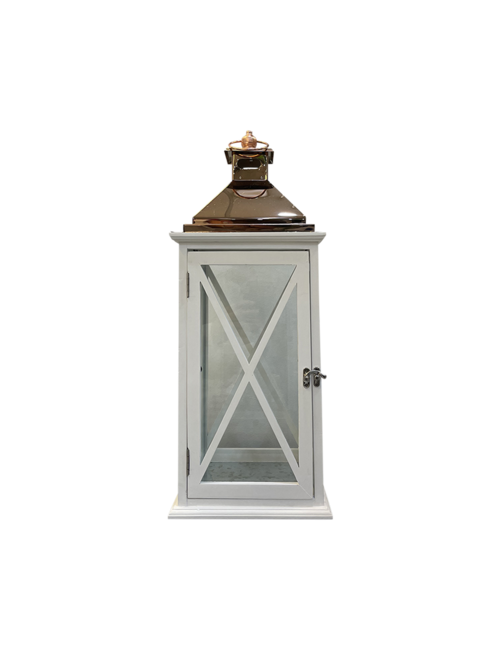 LARGE WHITE WOOD TRIANGLE WINDOW LANTERN