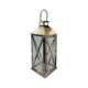 LARGE SILVER WITH WOOD TOP LANTERN