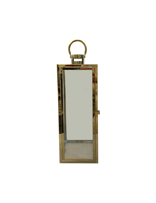 LARGE RECTANGLE GOLD METAL LANTERN