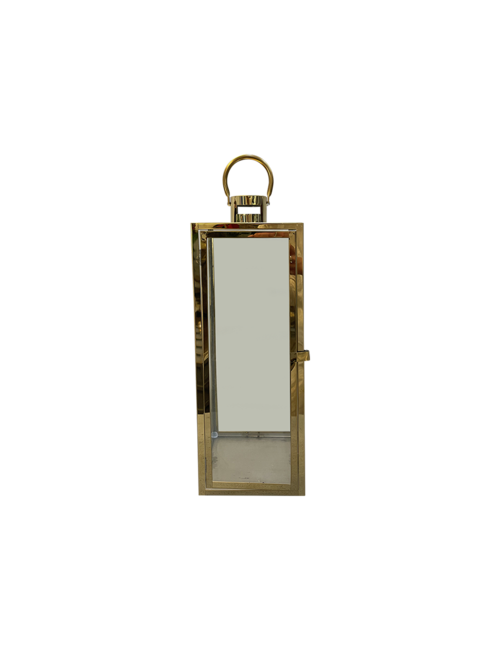 MEDIUM  RECTANGLE GOLD METAL LANTERN