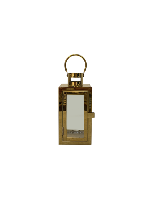 SMALL RECTANGLE GOLD METAL LANTERN