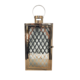 LARGE CRISS CROSS SQUARE ROSE GOLD METAL LANTERN