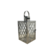 SMALL CRISS CROSS SQUARE SILVER METAL LANTERN