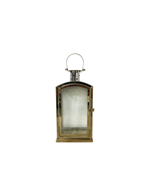 SMALL ROUND TOP SQUARE GOLD METAL LANTERN